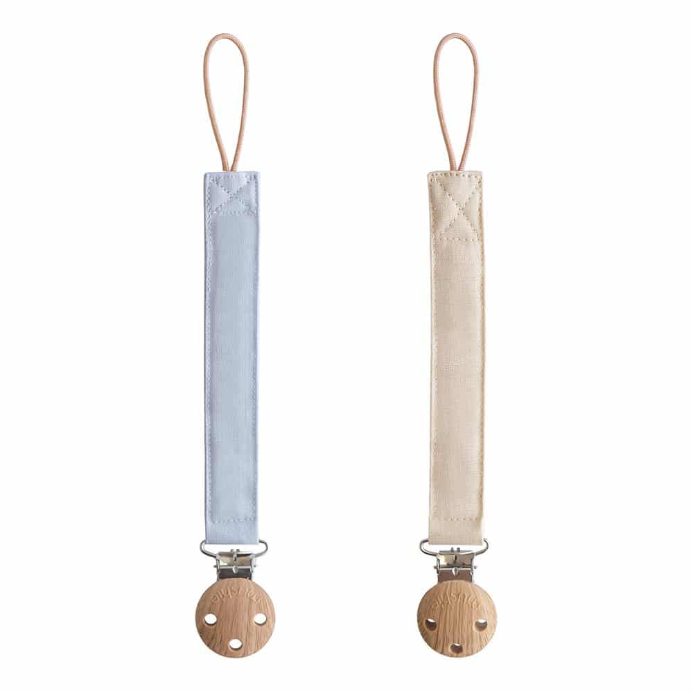 Linen Pacifier Clip 2Pack Powder Blue Shifting Sand p