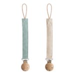 Linen Pacifier Clip 2Pack_Sea Mist_Shifting Sand-p